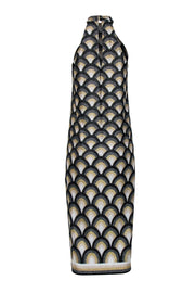 Current Boutique-Trina Turk - Black & Gold Print Mock Neck Sleeveless Dress Sz 2