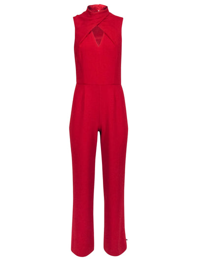 Current Boutique-Trina Turk - Red Sleeveless Key Hole Front Wide Leg Jumpsuit Sz 4