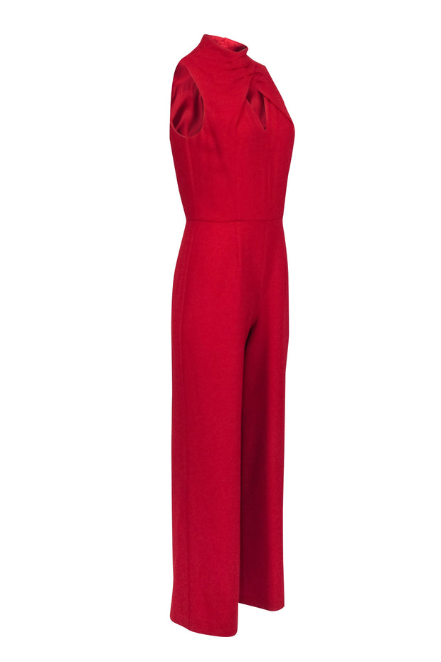 Current Boutique-Trina Turk - Red Sleeveless Key Hole Front Wide Leg Jumpsuit Sz 4