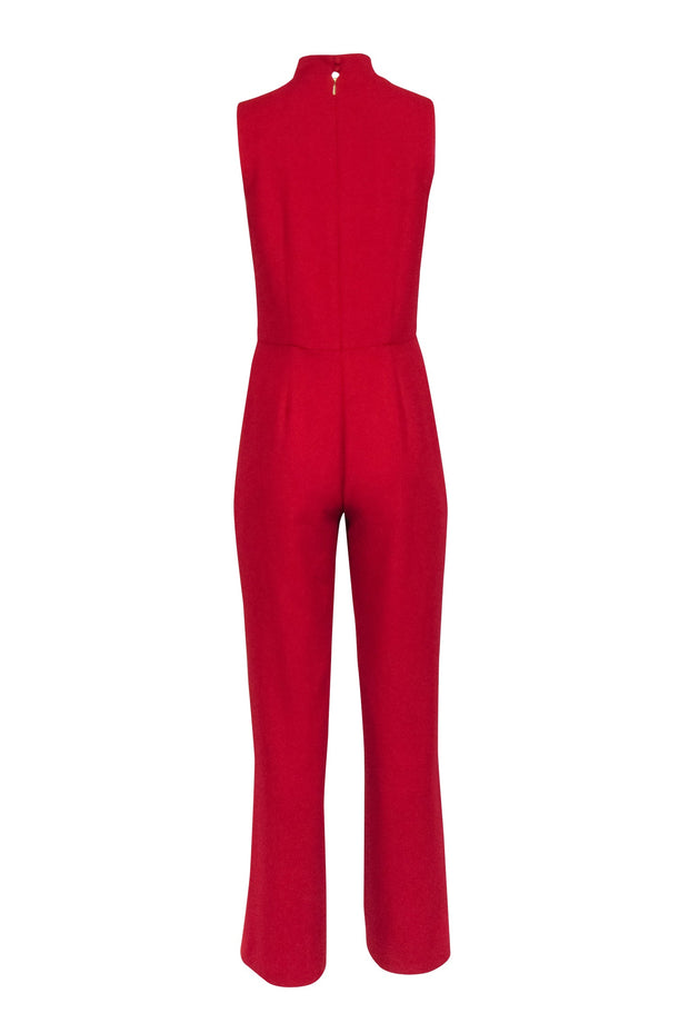 Current Boutique-Trina Turk - Red Sleeveless Key Hole Front Wide Leg Jumpsuit Sz 4
