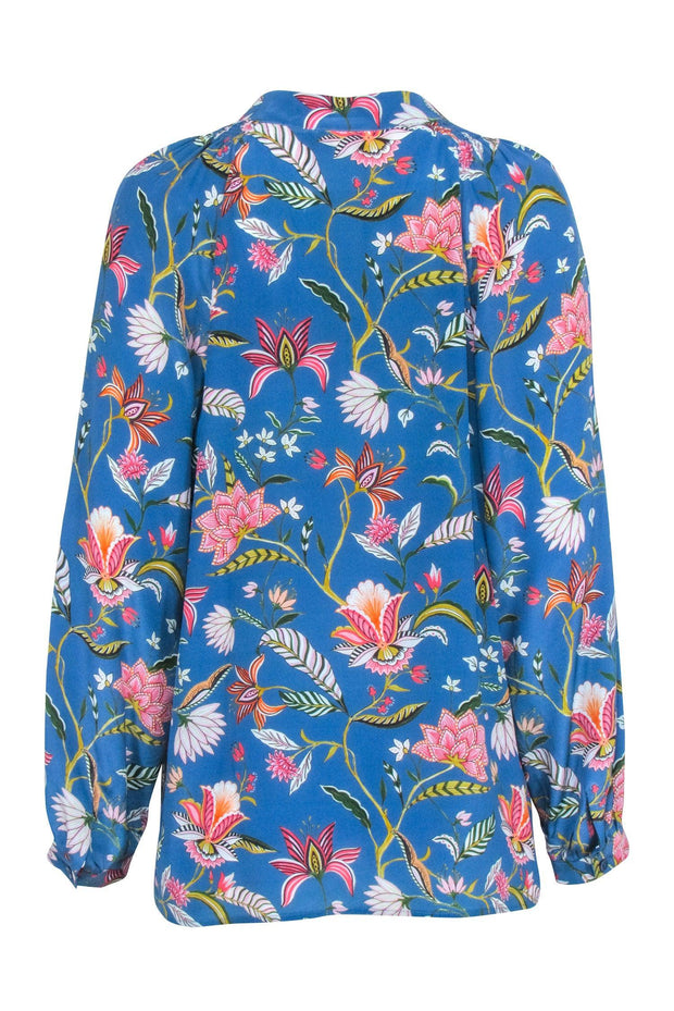 Current Boutique-Tucker - Blue w/ Multi Color Floral Print Long Sz L