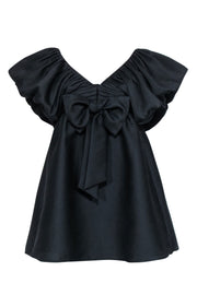 Current Boutique-Tuckernuck - Black Puff Sleeve Bow Front Dress Sz S