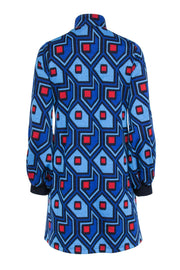 Current Boutique-Tuckernuck - Blue & Red Geometric Print Long Sleeve Knit Dress Sz S