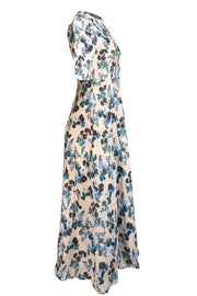 Tuckernuck - Ivory, Blue, & Green Floral Button Front Dress Sz S - Current Boutique