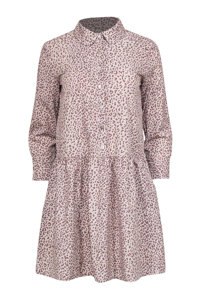 Current Boutique-Tuckernuck - Beige & Brown Leopard Print Drop Waist Shirt Dress Sz XS