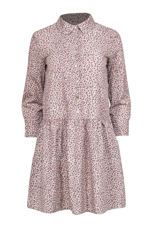 Current Boutique-Tuckernuck - Beige & Brown Leopard Print Drop Waist Shirt Dress Sz XS