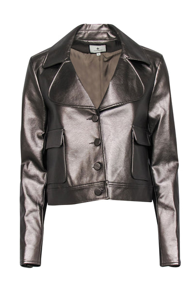 Current Boutique-Tuckernuck - Bronze Metallic Cropped Faux Leather Jacket Sz S