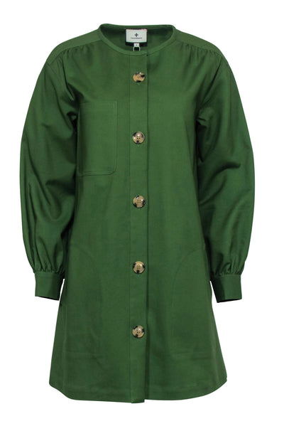 Current Boutique-Tuckernuck - Green Button Front Collarless Jacket Sz S
