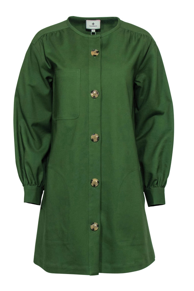 Current Boutique-Tuckernuck - Green Button Front Collarless Jacket Sz S