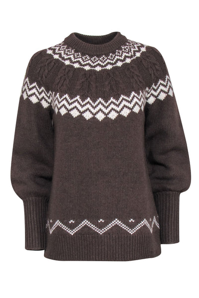Current Boutique-Tuckernuck - Brown & Cream Fair Isle "Wren" Sweater Sz XS
