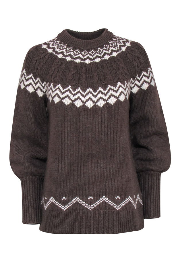 Current Boutique-Tuckernuck - Brown & Cream Fair Isle "Wren" Sweater Sz XS