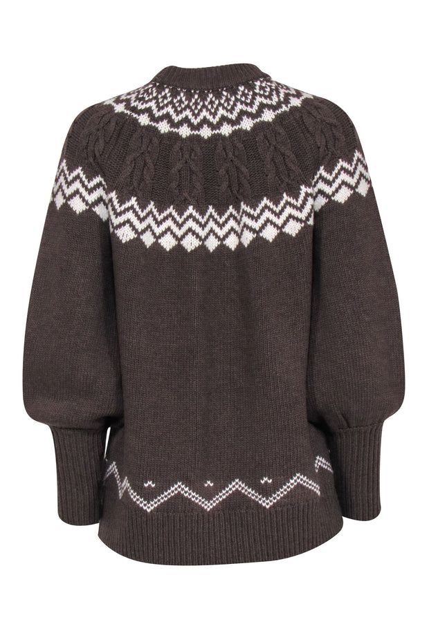 Current Boutique-Tuckernuck - Brown & Cream Fair Isle "Wren" Sweater Sz XS