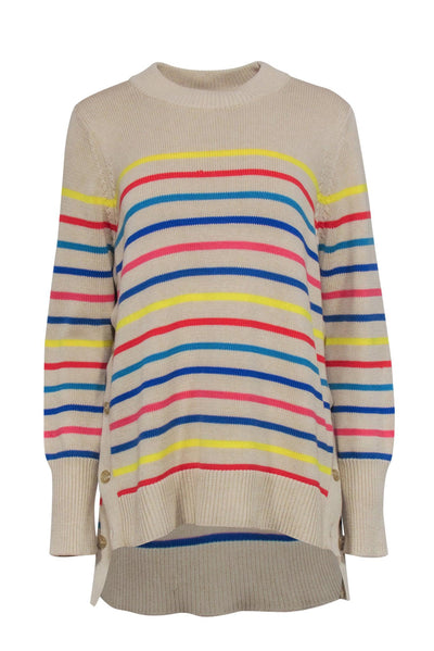 Current Boutique-Tuckernuck - Beige w/ Multi Color Stripe Print Sweater Sz M