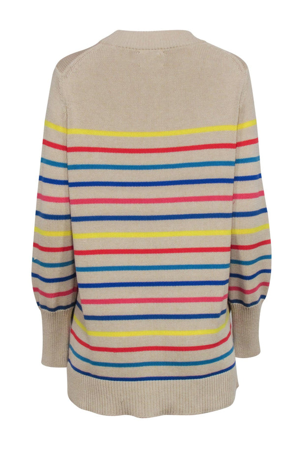 Current Boutique-Tuckernuck - Beige w/ Multi Color Stripe Print Sweater Sz M