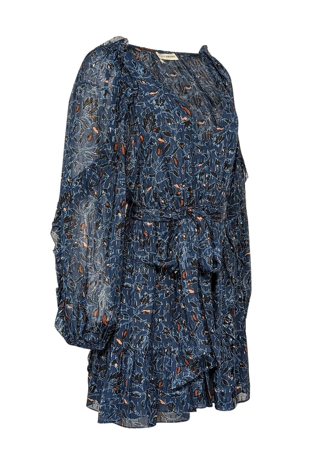 Current Boutique-Ulla Johnson - Blue, Black, & Rust Print Silk Blend Dress Sz 6