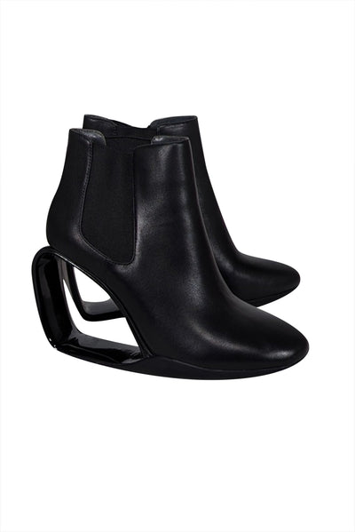 Current Boutique-United Nude - Black Leather "Mobius" Heel Short Boots Sz 7.5