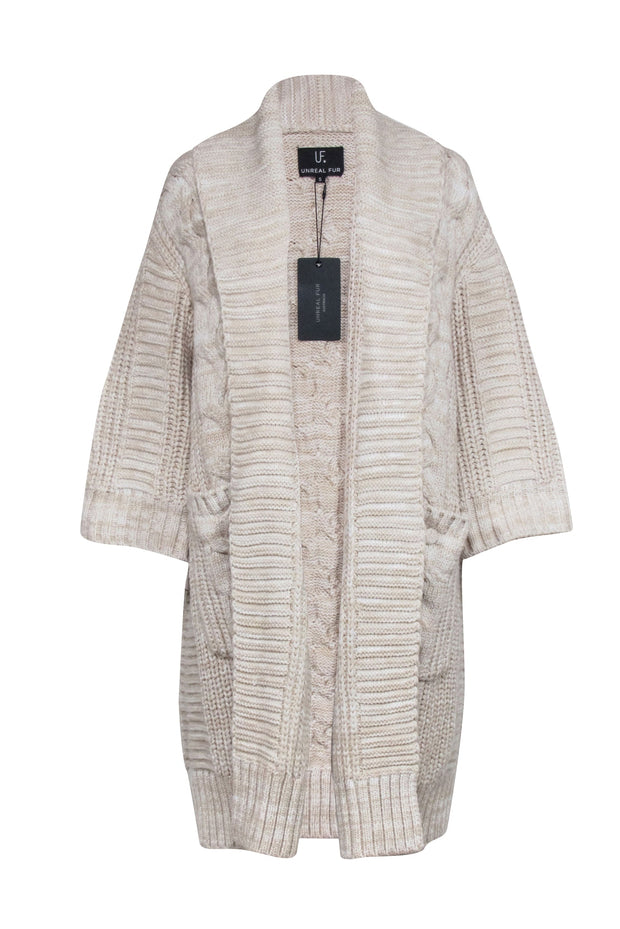 Current Boutique-Unreal Fur - Cream Chunky Knit Cardigan Sz S