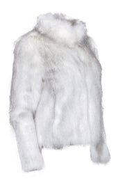 Current Boutique-Unreal Fur - White & Grey Blend Faux Fur Coat Sz XS