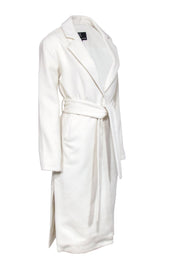 Current Boutique-Unreal Fur - Ivory Long Trench Coat Sz S