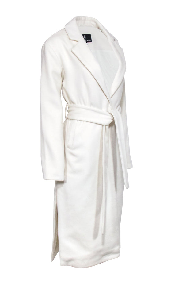 Current Boutique-Unreal Fur - Ivory Long Trench Coat Sz S