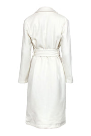 Current Boutique-Unreal Fur - Ivory Long Trench Coat Sz S