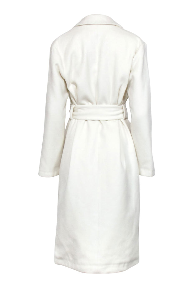 Current Boutique-Unreal Fur - Ivory Long Trench Coat Sz S