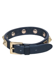 Current Boutique-Valentino - Navy Leather Studed Bracelet