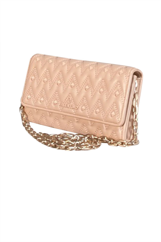 Current Boutique-Valentino by Mario Valentino - Pink Leather Studded Crossbody Bag