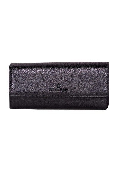 Current Boutique-Valentino by Mario Valentino - Black Pebbled Leather Wallet