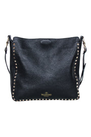Current Boutique-Valentino - Black Pebbled Leather "Rockstud" Crossbody Bag