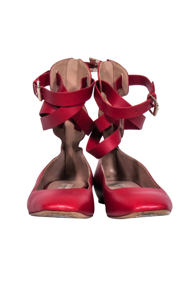 Current Boutique-Valentino - Red Ballet Gladiator Flats Sz 8.5