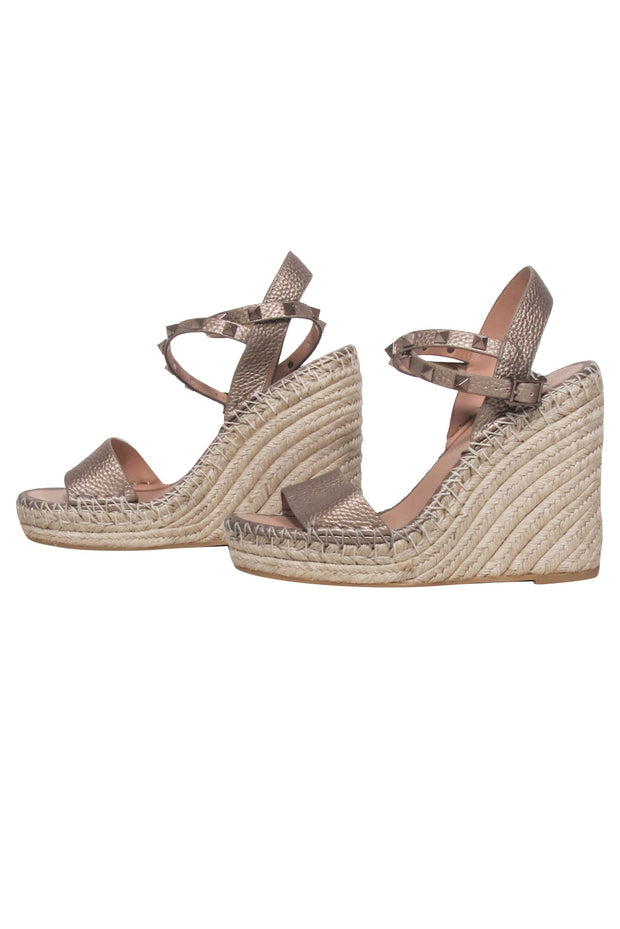 Current Boutique-Valentino Garavani - Brown Metallic Wedges w/ Stud Accent Sz 6.5