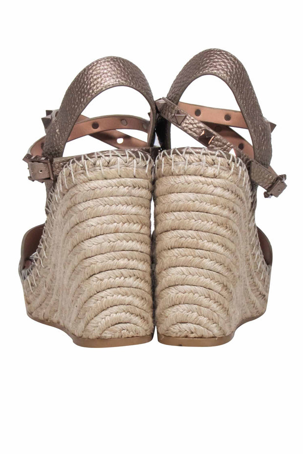 Current Boutique-Valentino Garavani - Brown Metallic Wedges w/ Stud Accent Sz 6.5