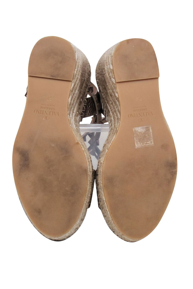 Current Boutique-Valentino Garavani - Brown Metallic Wedges w/ Stud Accent Sz 6.5