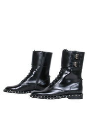 Current Boutique-Valentino - Black Studded Trim Combat Boots Sz 6.5
