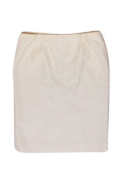 Current Boutique-Valentino - Ivory w/ Cream Diamond Pattern Pencil Skirt Sz 12