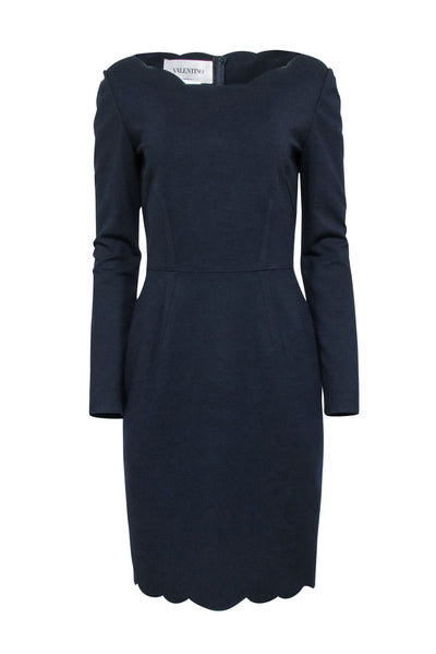 Current Boutique-Valentino - Navy Scalloped Edge Dress Sz 6