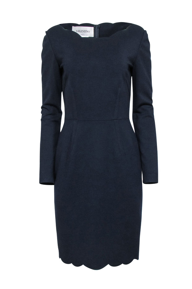 Current Boutique-Valentino - Navy Scalloped Edge Dress Sz 6