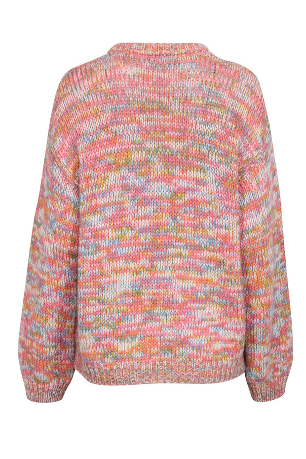 Current Boutique-Velvet by Graham & Spencer - Coral Multicolor Marled "Trix" Crewneck Sweater Sz S