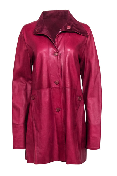 Current Boutique-Vera Pelle - Burgundy Reversible Leather & Suede Jacket Sz L