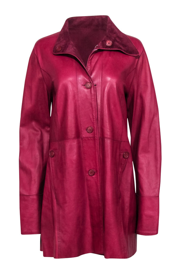 Current Boutique-Vera Pelle - Burgundy Reversible Leather & Suede Jacket Sz L