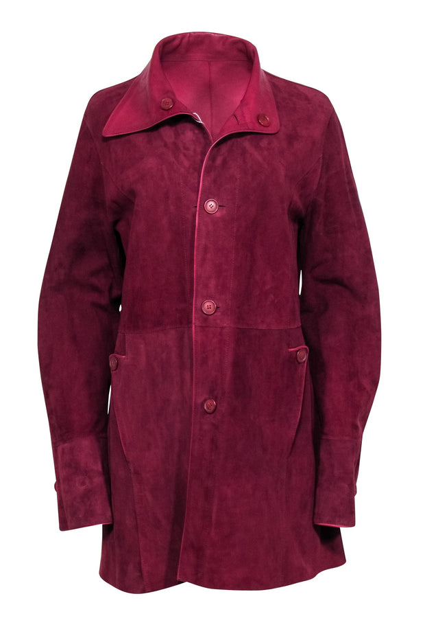 Current Boutique-Vera Pelle - Burgundy Reversible Leather & Suede Jacket Sz L