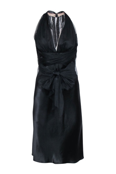 Current Boutique-Vera Wang - Black Satin Sleeveless Tulle Upper Sz 4