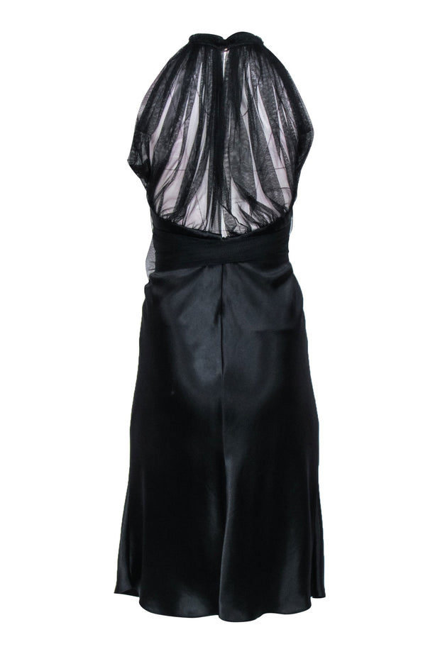 Current Boutique-Vera Wang - Black Satin Sleeveless Tulle Upper Sz 4
