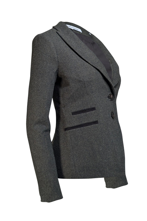 Veronica Beard - Green Herringbone Two-Button Blazer Sz 00 - Current Boutique