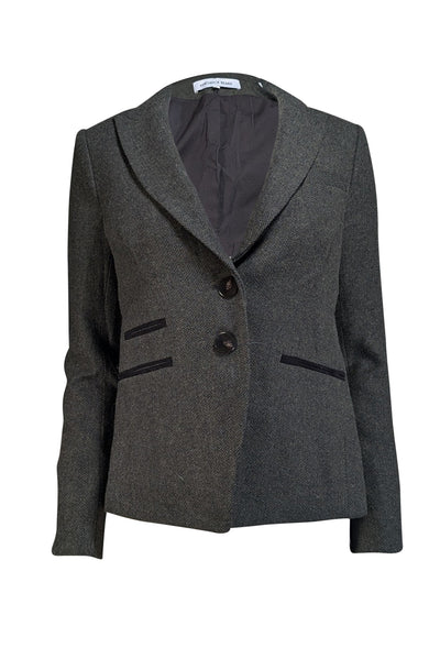 Veronica Beard - Green Herringbone Two-Button Blazer Sz 00 - Current Boutique