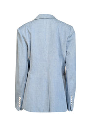 Veronica Beard - Denim Double Breasted Blazer w/ Leopard Print Lining Sz 16 - Current Boutique