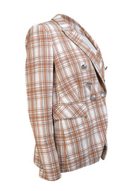 Veronica Beard - Tan & White "Miller Dickey" Double Breasted Blazer Sz 10 - Current Boutique