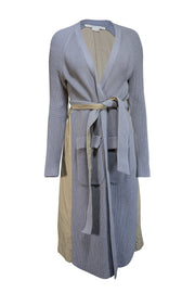 Current Boutique-Veronica Beard - Grey & Tan Mixed Media Trench Cardigan Sz XS