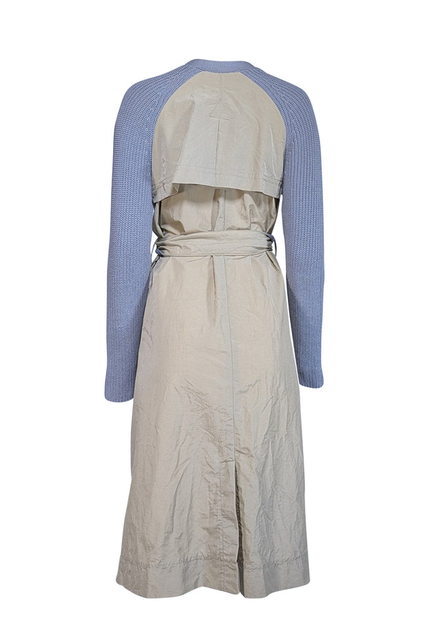 Current Boutique-Veronica Beard - Grey & Tan Mixed Media Trench Cardigan Sz XS